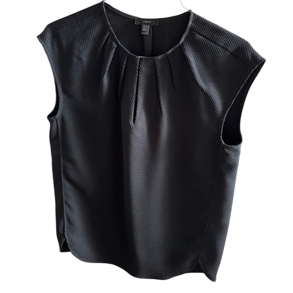 J. Crew Women's Black Honeycomb Cocoon Sleeveless Blouse - Picture 2 of 8
